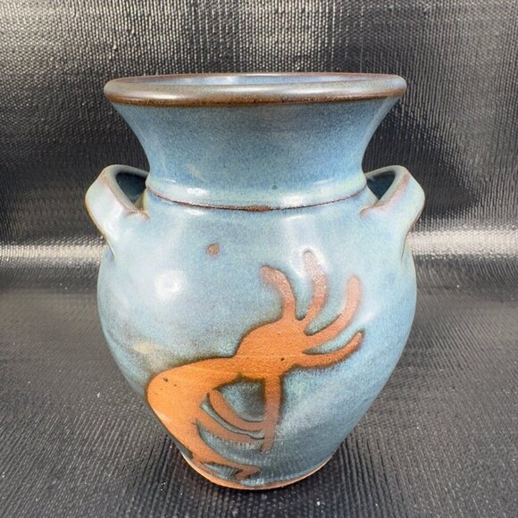 Hand Made RedWare Pottery Vase Vessel Salado Texas Kokopelli Pattern Signed Vase - Picture 9 of 13